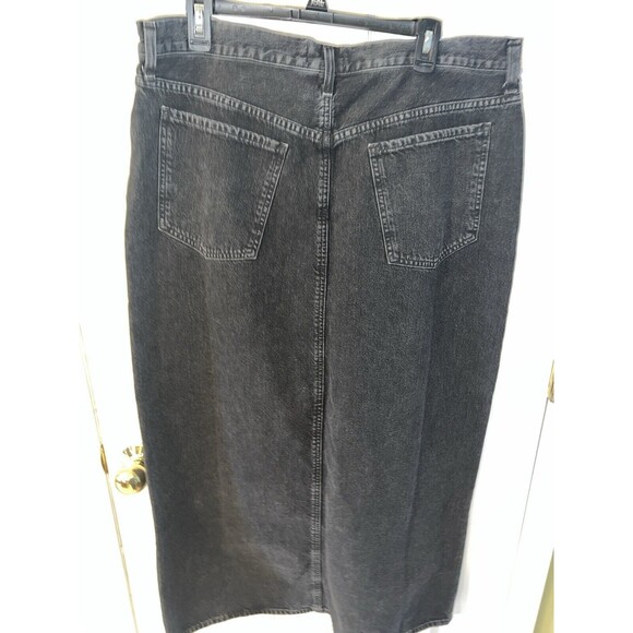 AGOLDE Skirt Womens 12-14 Black Leif Longline Denim Maxi Skirt USA Boho New - Picture 9 of 10